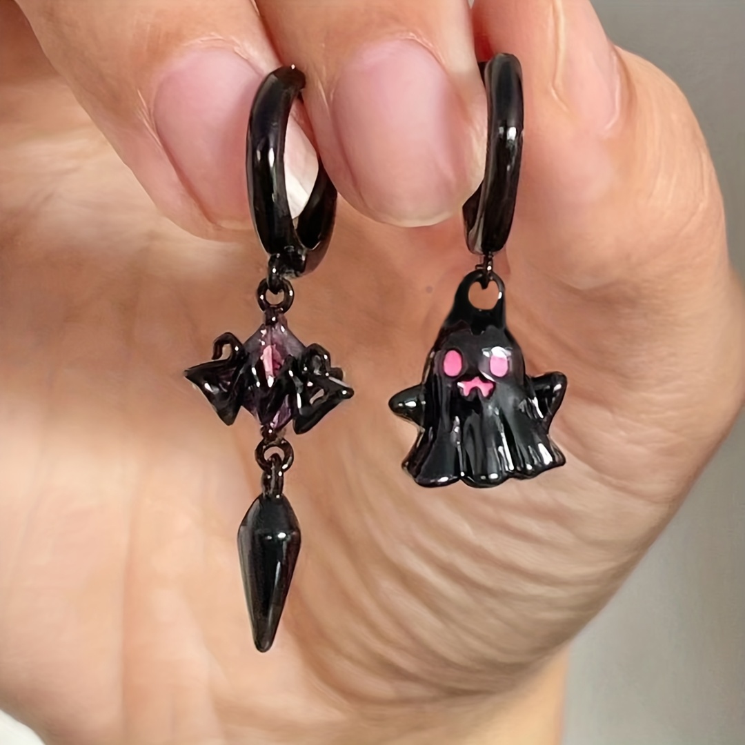 

1 Pair Gothic Pendant Earrings, Alloy Hoop With Artificial Crystal , Y2k Cyberpunk Style, Ideal Gift For Her, Suitable For All And , Christmas Accessory