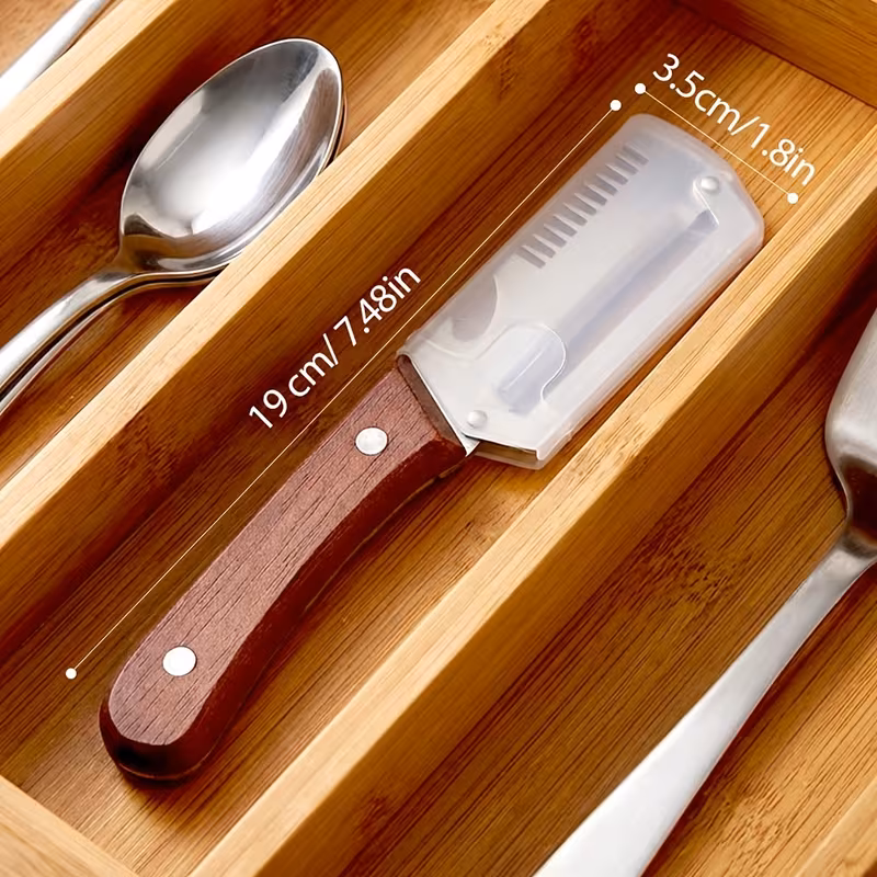 2pcs stainless steel peeler and slicer with wooden handle and ideal for sugarcane fruits and vegetables multifunctional durable peeling tool and vegetable slicer parties and picnics details 3