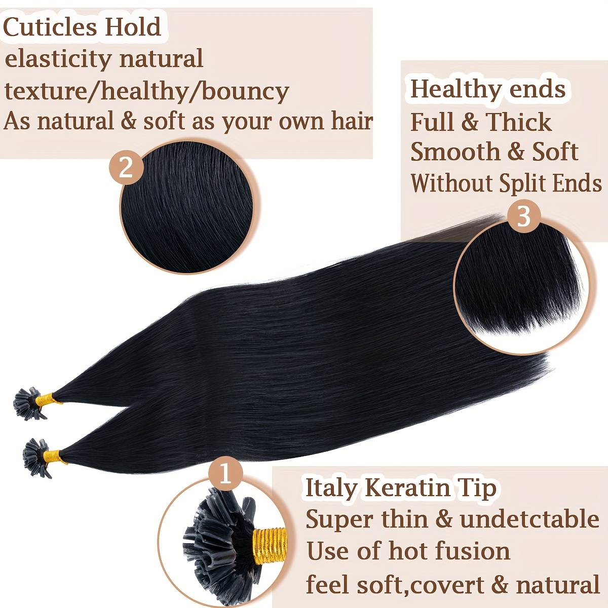 keratin u tip hair extensions nail tips 16in 24in pre bonded u tip hair extensions human hair 50 strands keratin   human hair extensions 100 real hair u tip extensions 50 gram details 2
