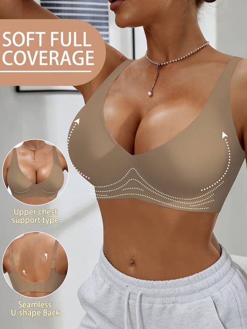 drahtloser push-up bh mit gel-füllung vollständiger deckungslift-technologie - , beige/nude-töne, handwaschbare für kleine brüste, ohne bügel, glattes gel-polster ( für a/c/cup)
