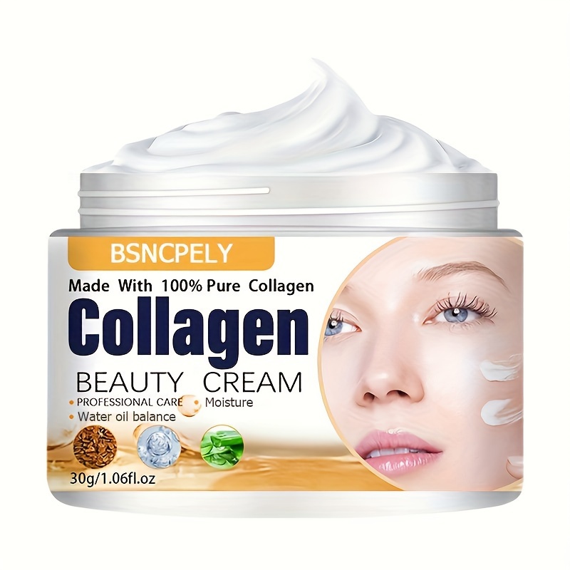 

30g Collagen Beauty Cream With Aloe Vera Extract And Argan Oil, Moisturizing And Firming Face Cream With Plant Squalane