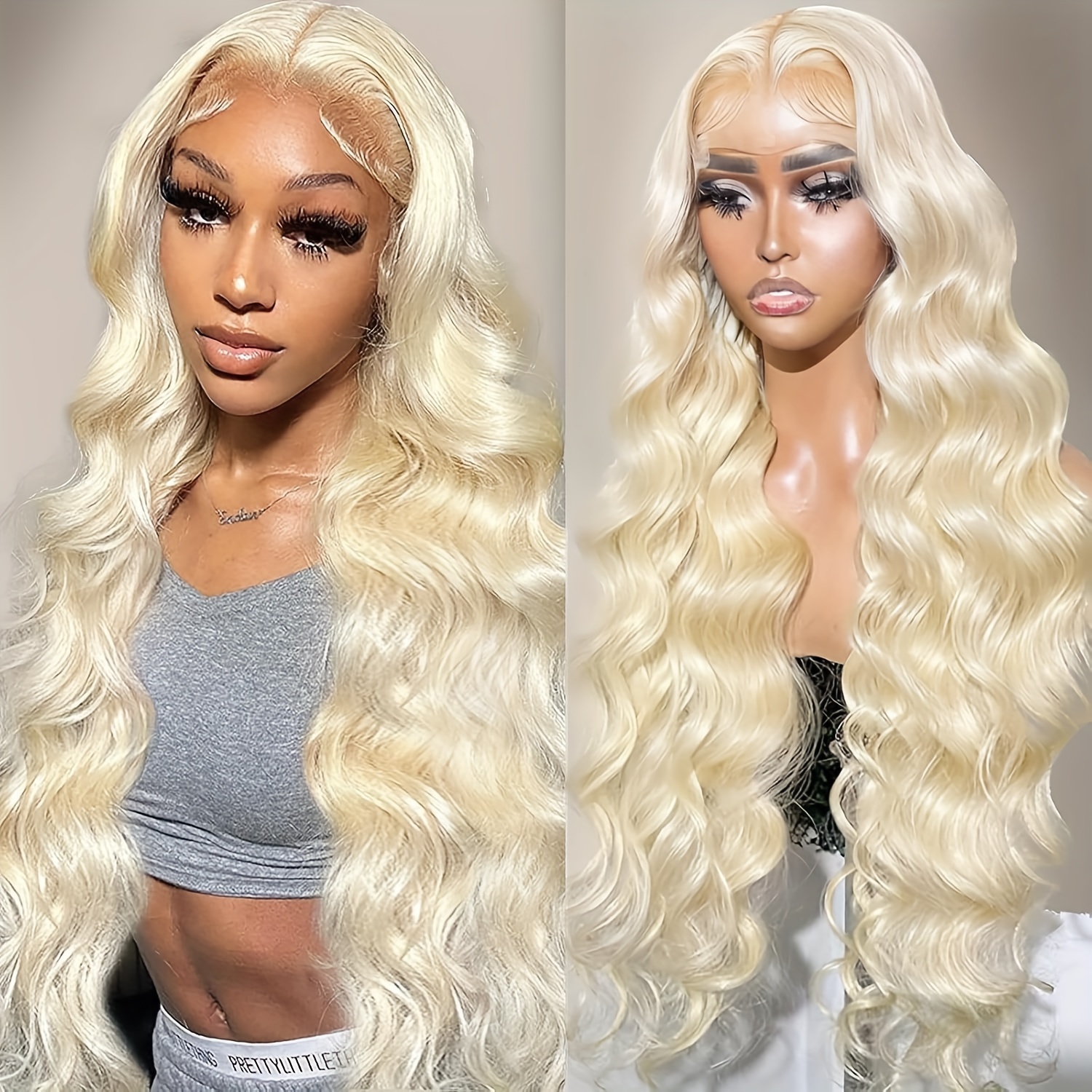 613 lace front wig human hair 13x4 body wave blonde lace - Temu display picture 1