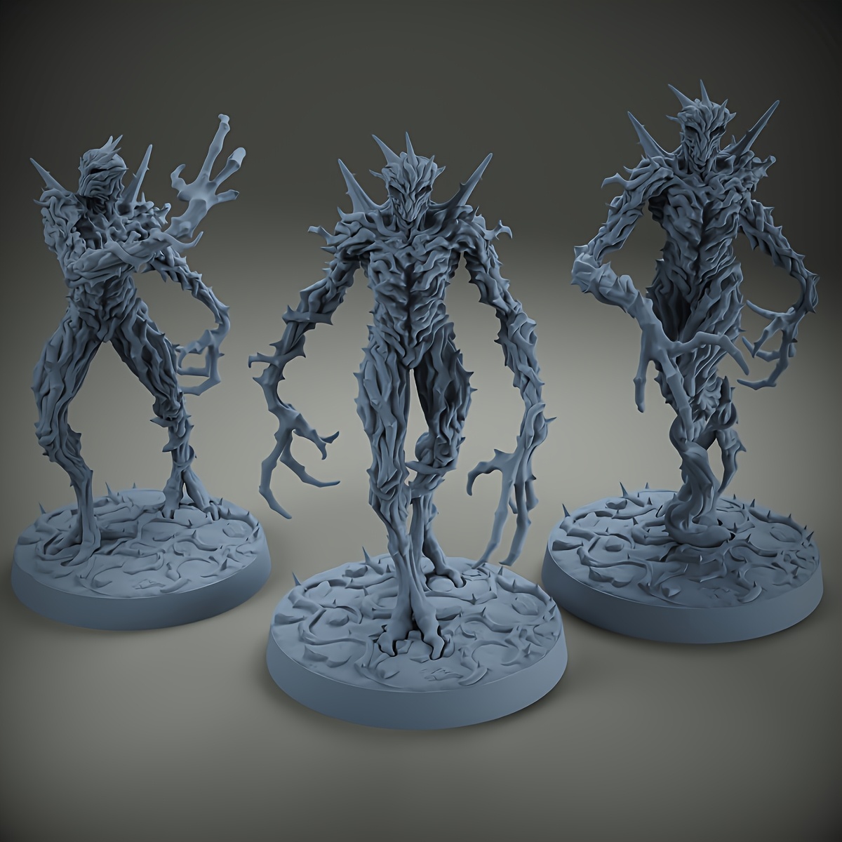 TEMU 3pcs Set, Twisted Treant Root Demon Model: Ashblue Withered Tree-like Creature, Sharp Head And Claws, Includes Decorative Base, High Detail 3d