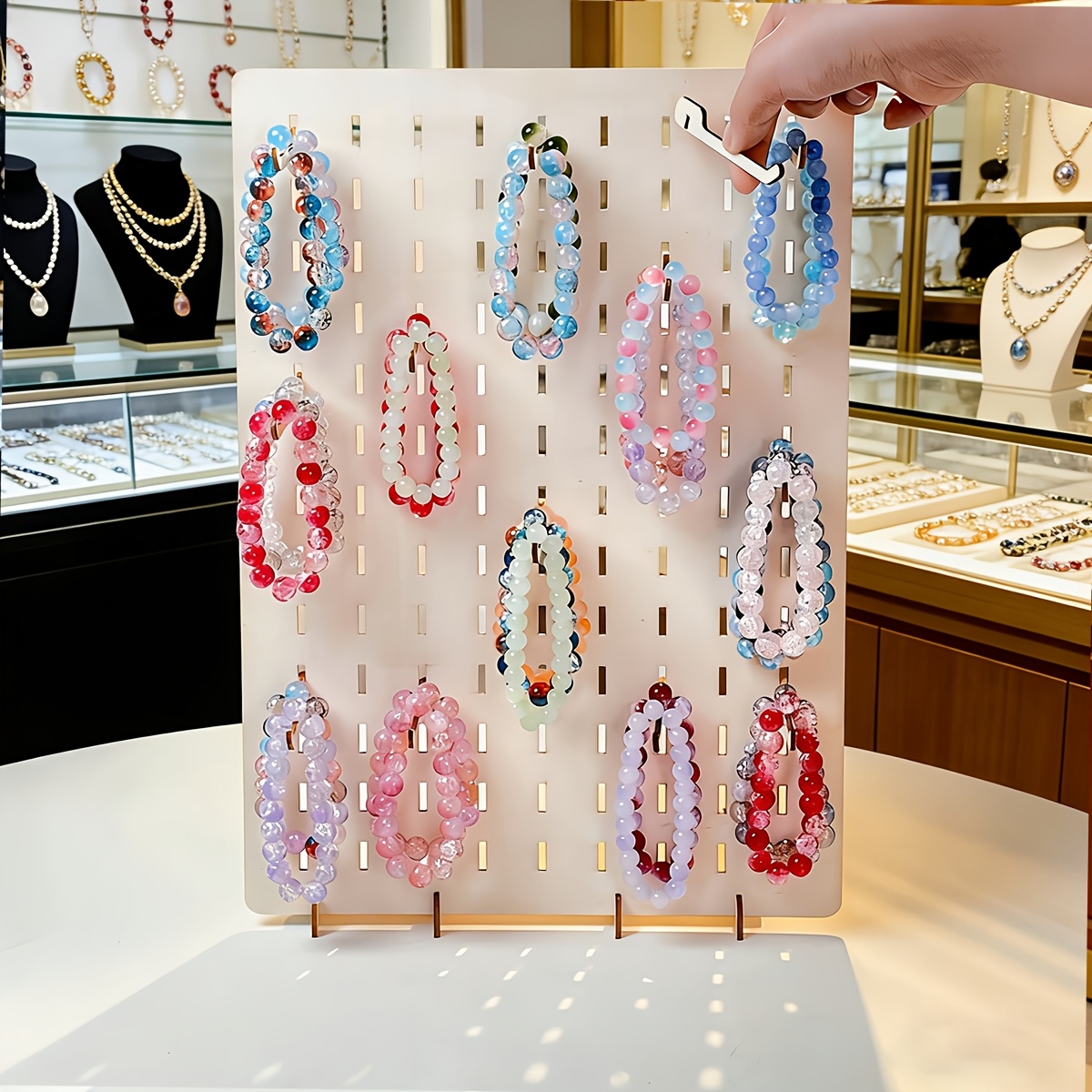 Wooden Jewelry Display Stand with 20 Hooks