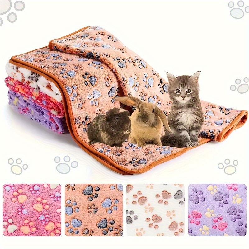 

[popular ] 8pcs Set Of Soft Flannel Pet Blankets, Suitable For Dogs And Cats - Soft Polyester Fiber, Machine Washable, Stain Resistant, With Paw Print Pattern - , Suitable For Small To Large Dogs