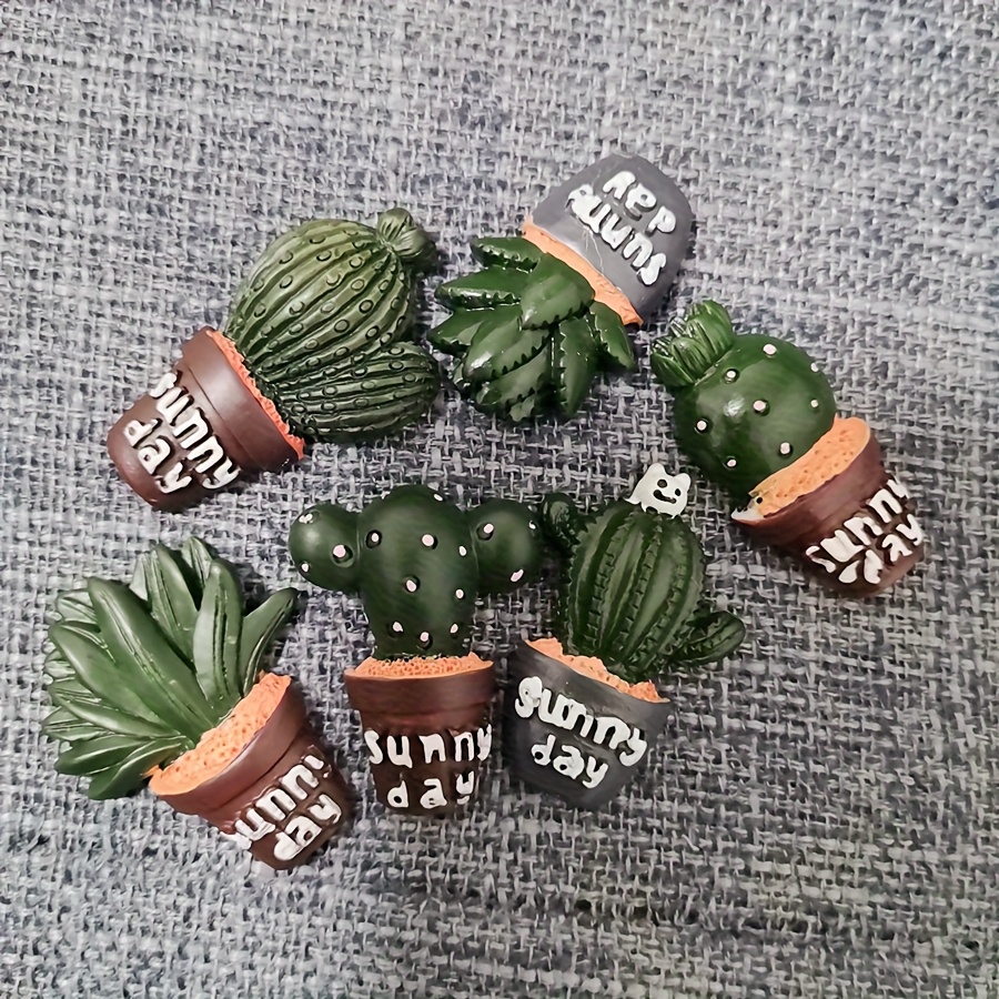 6pcs/set Color Random Succulent Fridge Magnet Creative Resin Home Decor