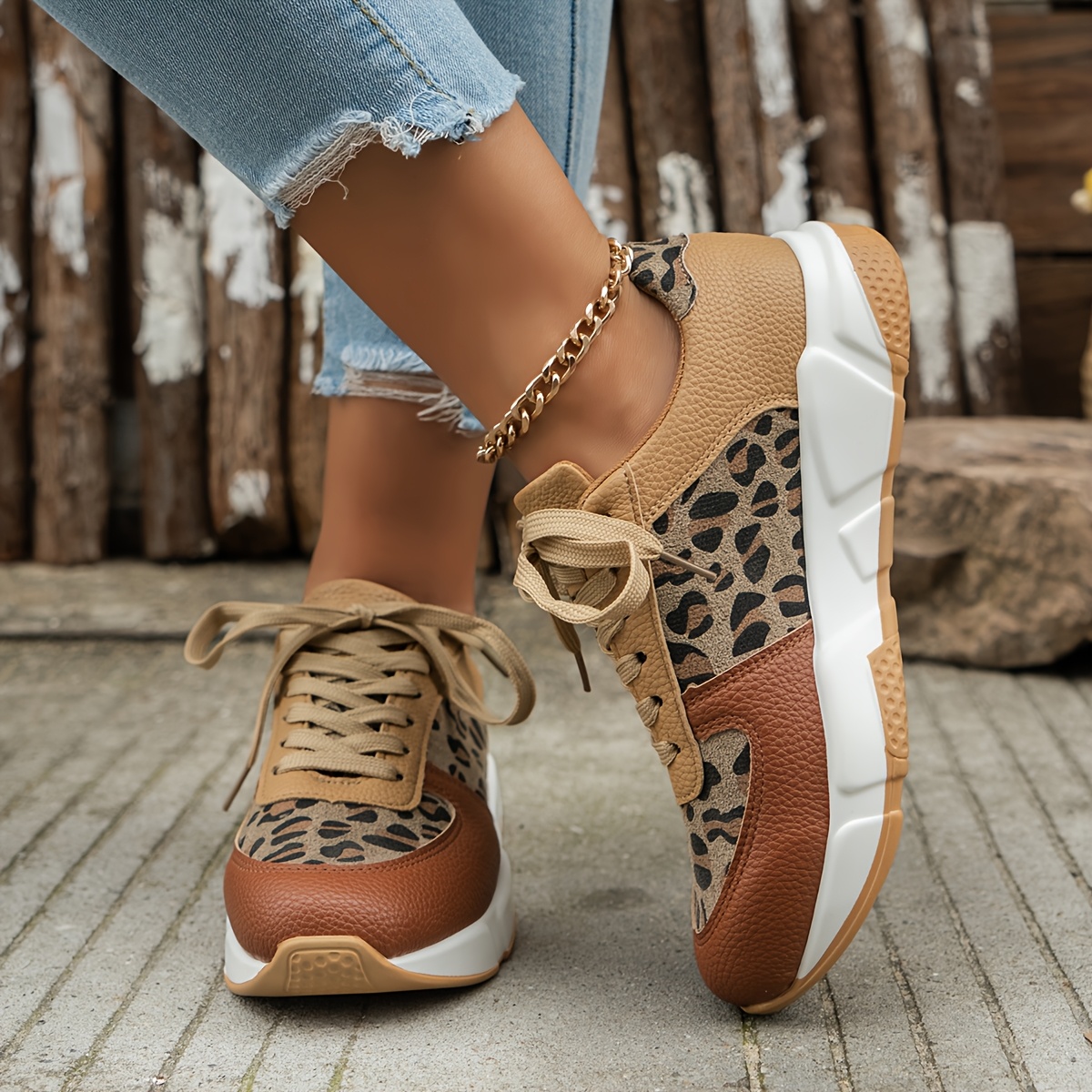 womens fashion leopard print sneakers comfortable non slip Temu