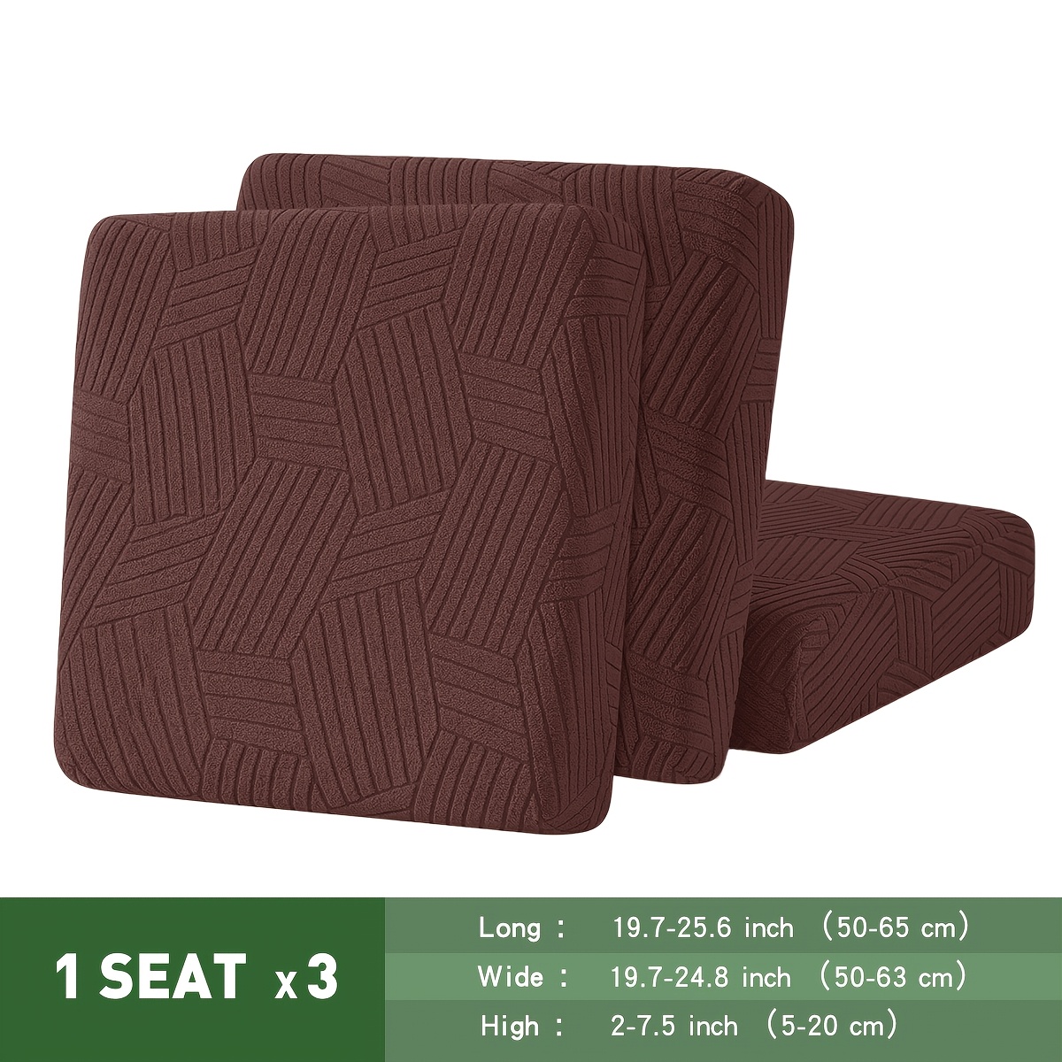 TEMU Lot de 3 housses de coussin de canapé en jacquard géométrique 3D, extensibles, pour protège-coussins de canapé 1/2/3/4 places