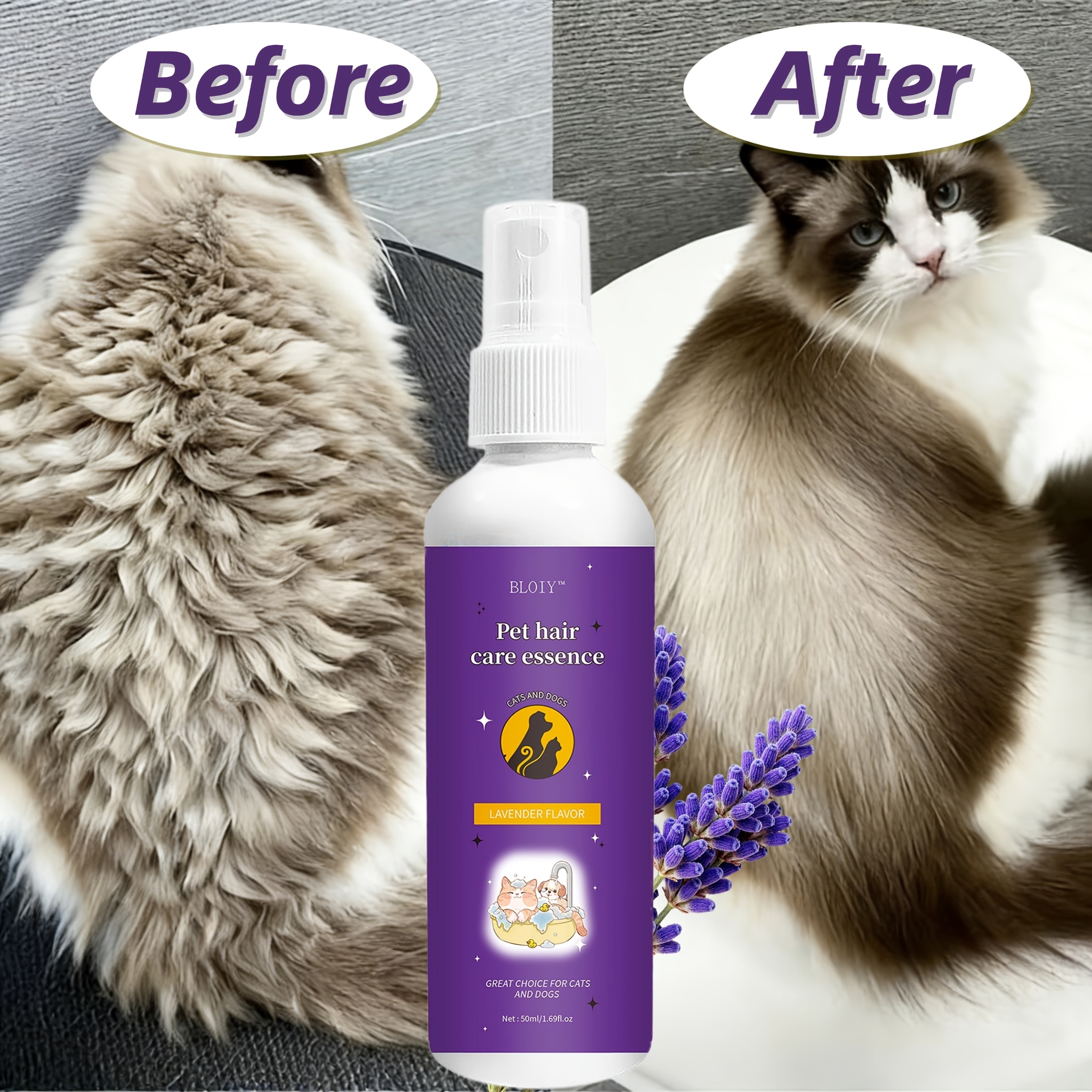 Image of Detangling Spray Pet Hair Smoothing Spray Anti- Spray Suitable For Long-haired Cats And Dogs 50ml Pet Smoothing Liquid Pet Hair Care Combating Hair No-wash Cleaning And Maintenance