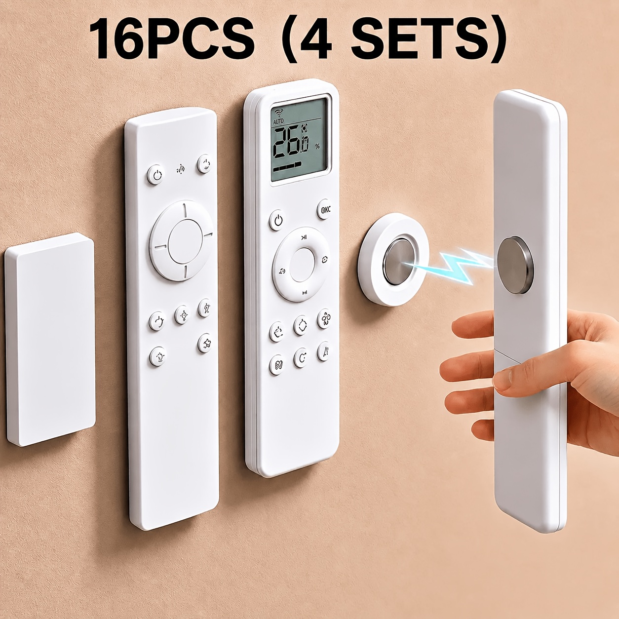 16pcs 4 sets magnetic remote control holders no drill   wall mount for thermostats and switches durable plastic    