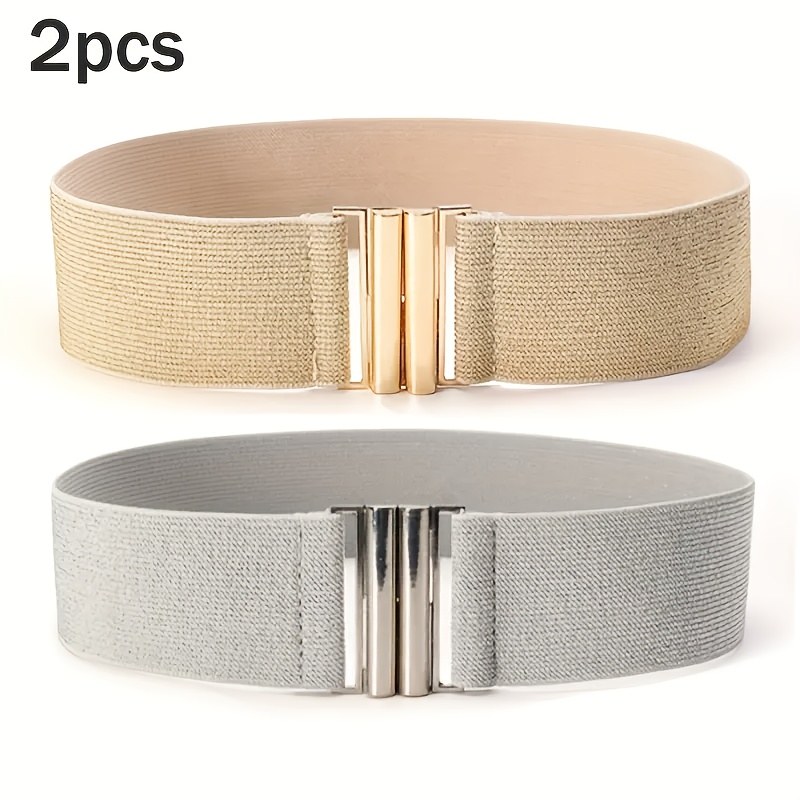 2pcs Fashion Wide Belts - Western Trendy Elastic Waistbands For Coats And Dresses
