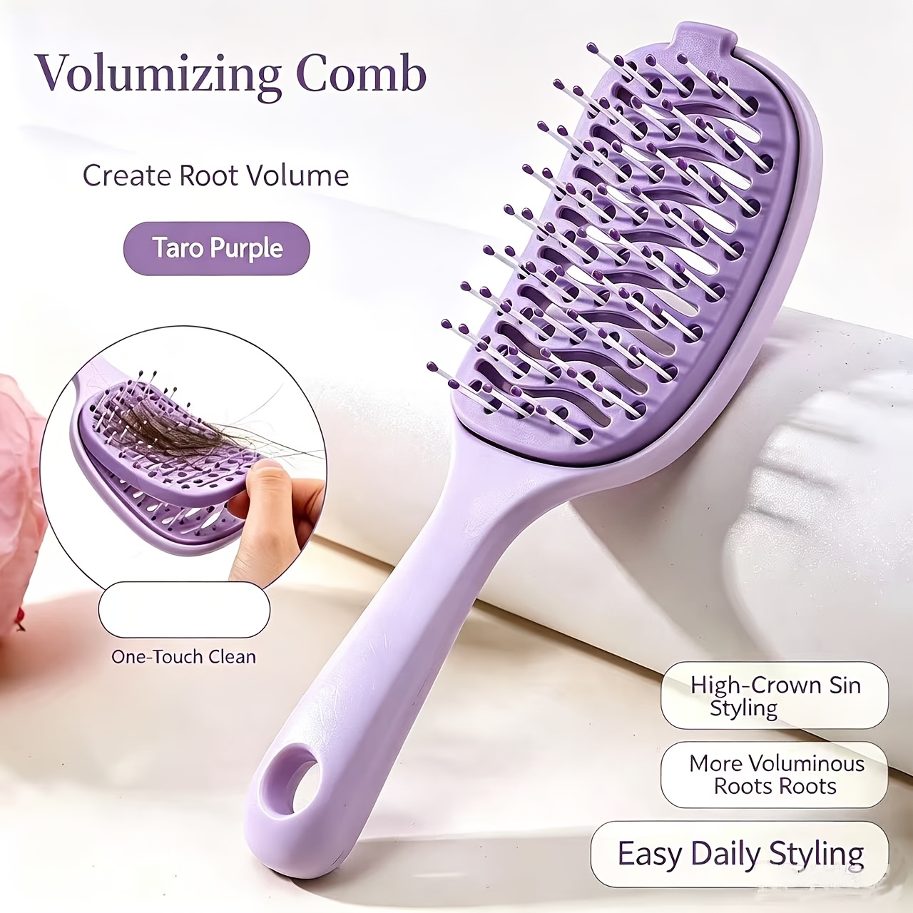 TEMU Brosse à cheveux démêlante à nettoyage rapide et facile, peigne rétractable, brosse épilatoire , brosse à cheveux autonettoyante