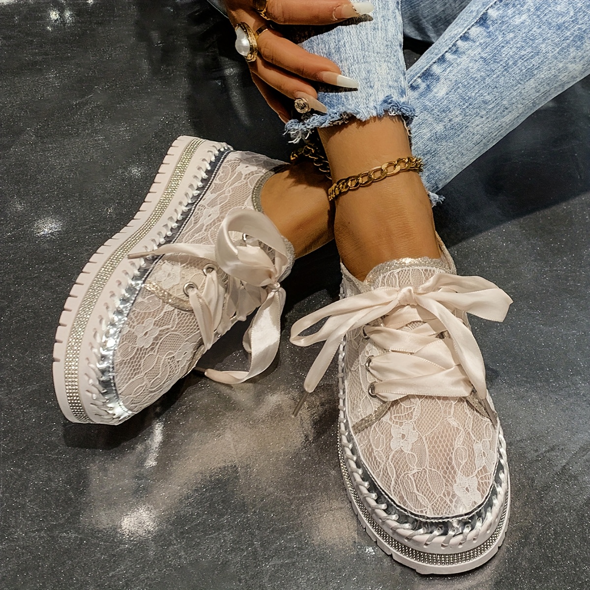 damen sneaker floralem mesh dicker sohle low top Temu Austria