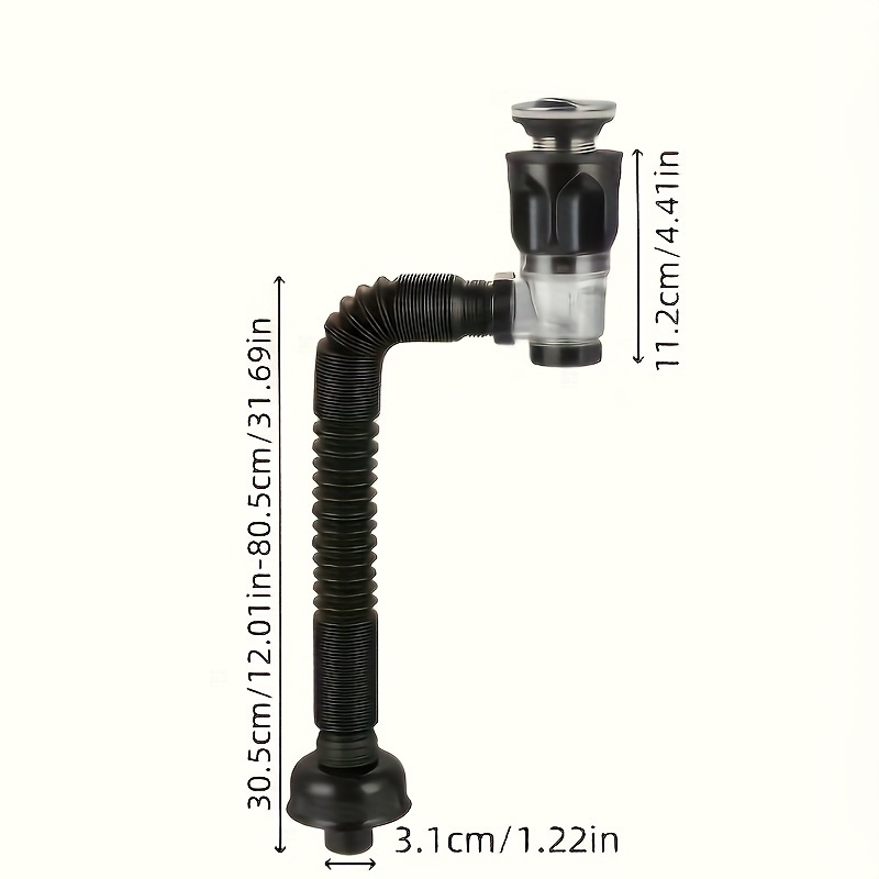 TEMU 1pc -install Plastic Sink Drain Pipe Stainless Steel & Abs, Flexible -saving For & Bathroom, Installation, For Halloween Decor & Christmas