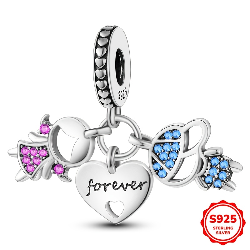 

1pc 925 Silver 3.3g Little Girl And Little Boy Pendant Suitable For Daily And Party Jewelry Gift