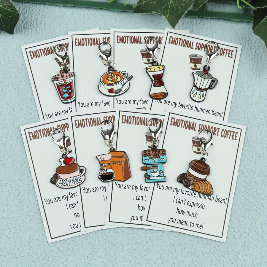 TEMU 4pcs/8pcs Coffee-themed Keychains With "coffee Cup", "coffee Machine", "coffee Beans" & "coffee Grinder" Charms - Compatible For Phone & Bag,