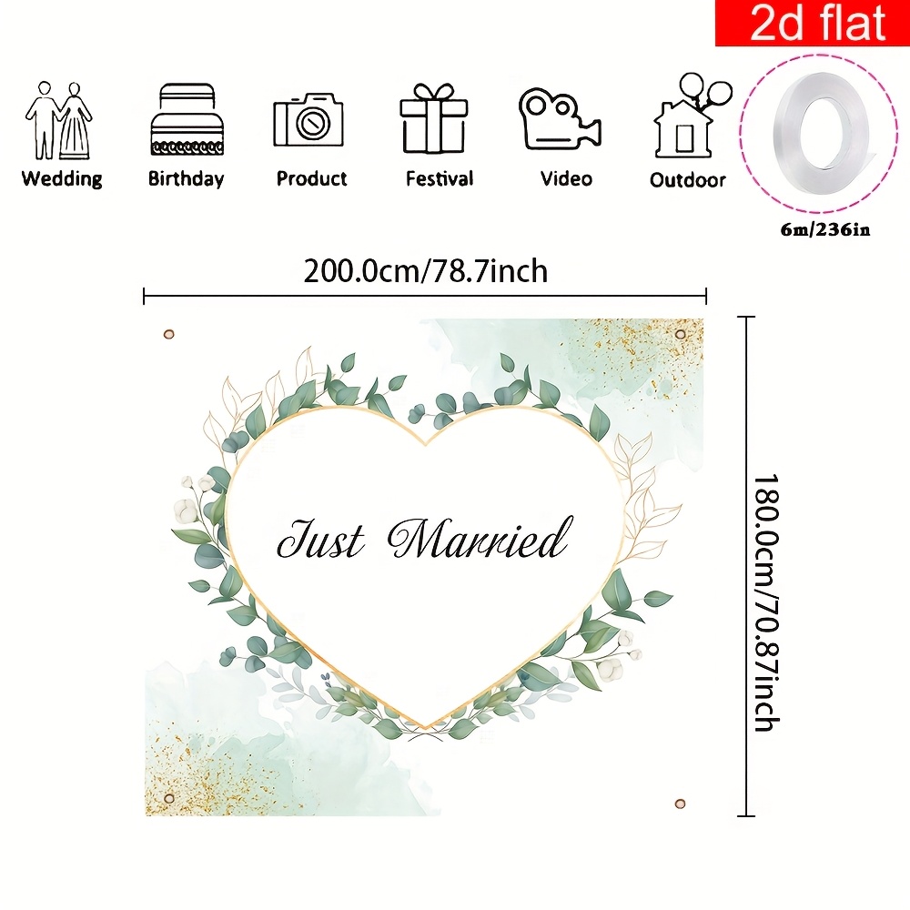 E-shop 2D Flachbanner, 1 Stück Herzförmiger Hochzeits-Hintergrund Ausschneidbar, Polyester, Braut- und Bräutigam-Spiel für Frischvermählte