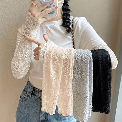 a stylish and elegant pair of cover arm sleeves for ladies with breathable embroidered design outdoor activities