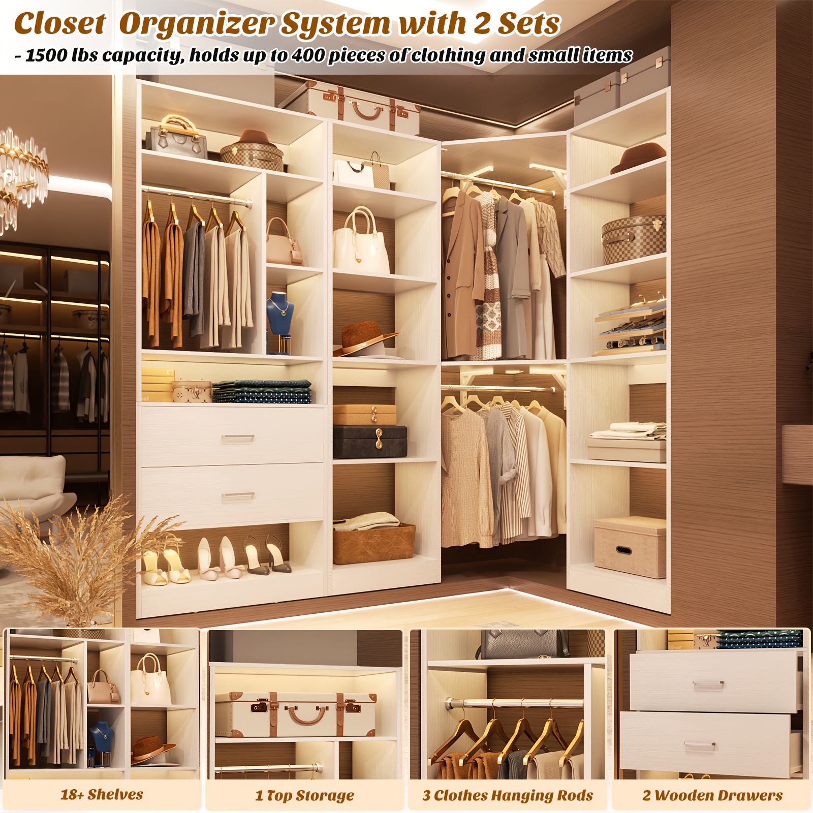 corner 2 sets 63 2 corner closet organizer - Temu