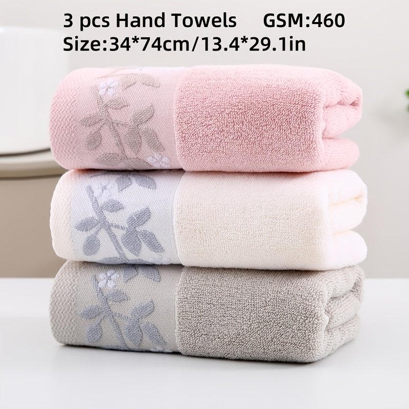 Image of 3-pack Luxury 100% Cotton Hand Towels, 13.4 X 29.1 Inches, Pattern, And Absorbent, Ideal Holiday Gift, Bathroom And Travel Towel Set