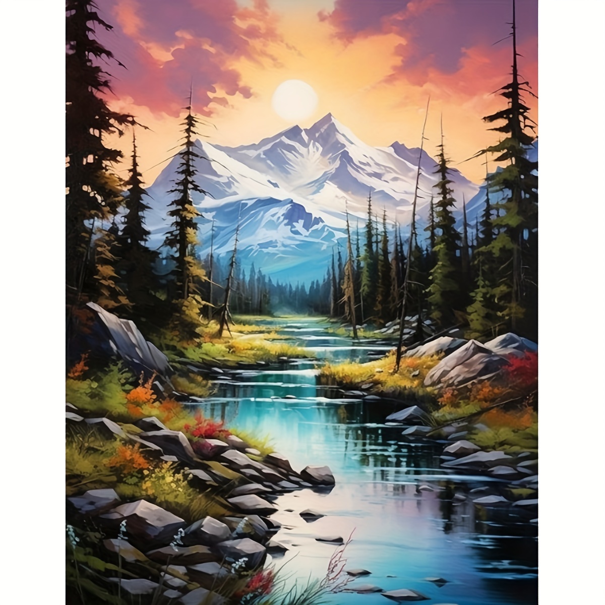 

Mountain Forest Diamond Art Painting Tools For Adults 5 D Diy Diamond Art Tools For Beginners With Round Full Drill Diamond Gems Painting Art Decor Gifts For Home Wall