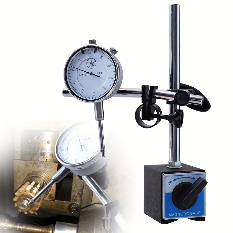 

Precision Metal Dial Indicator With Adjustable Magnetic Base, 0-1 Inch Measuring Range, 0.01 Inch , No Power Required - Ideal For Industrial And Measurements