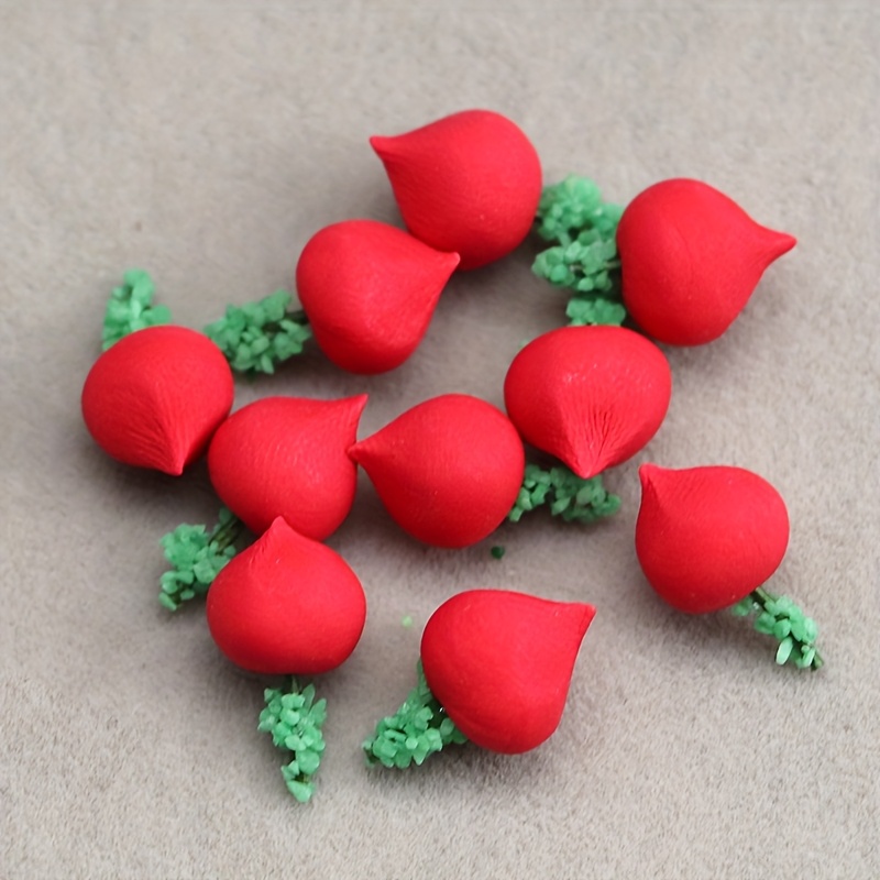 TEMU 10pcs Miniature Fruit & Vegetable Set For Dollhouses - 1/12 Scale Realistic Clay Tomatoes, Carrots, Potatoes - Country Gardens & Farm Playsets