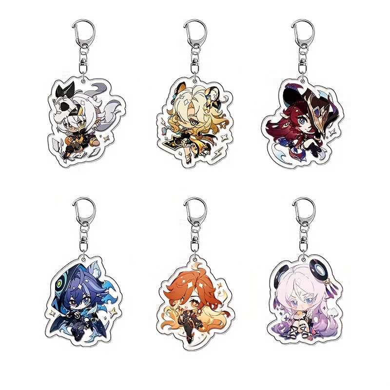 

Set Of 6 Anime Acrylic Keychains, Adorable Bag Charms Fan Gifts.