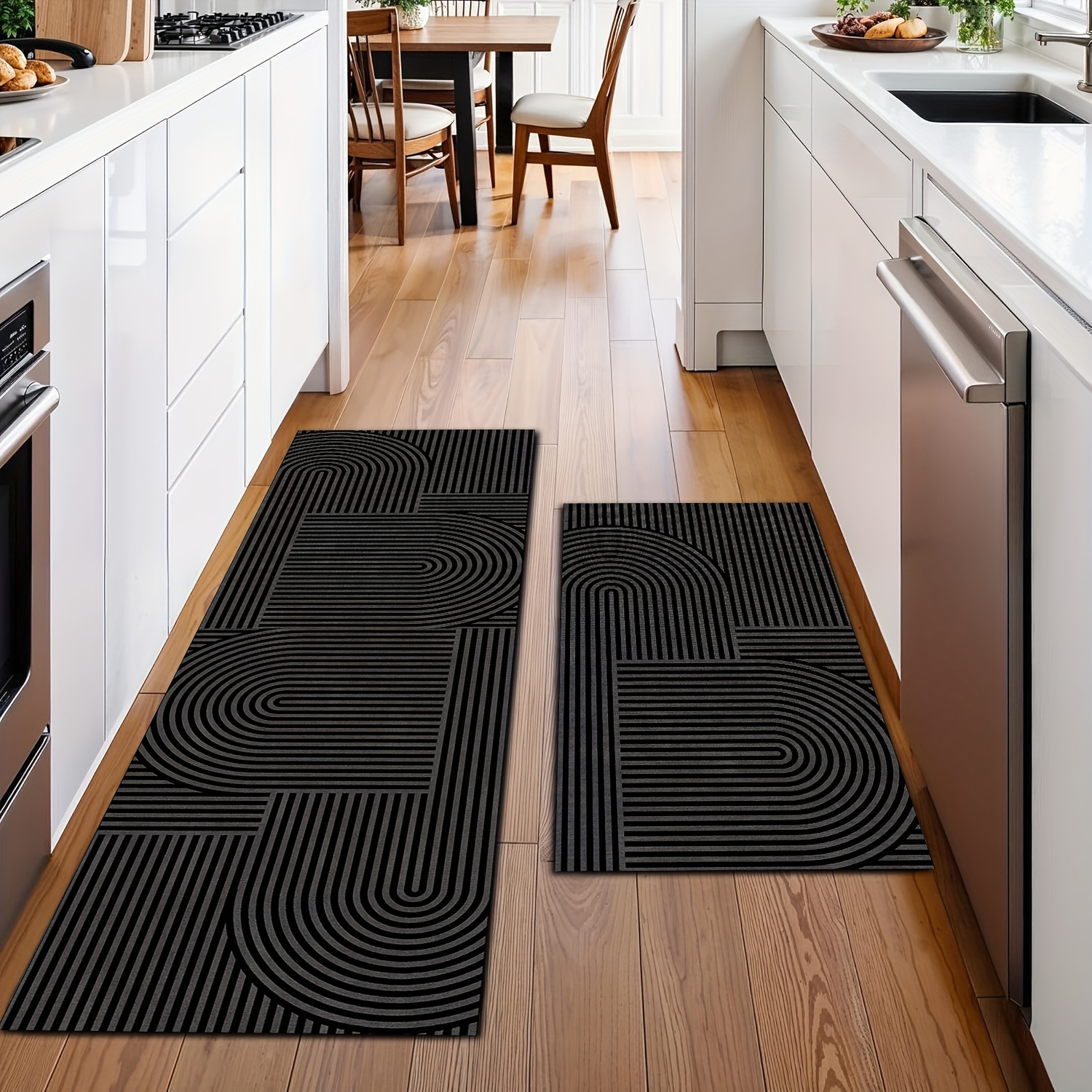 TEMU 2pcs Diatomaceous Earth Material Patterned Long Runner Rug, Kitchen Carpet, Soft And Durable, Water-absorbent And Slip-resistant, Machine