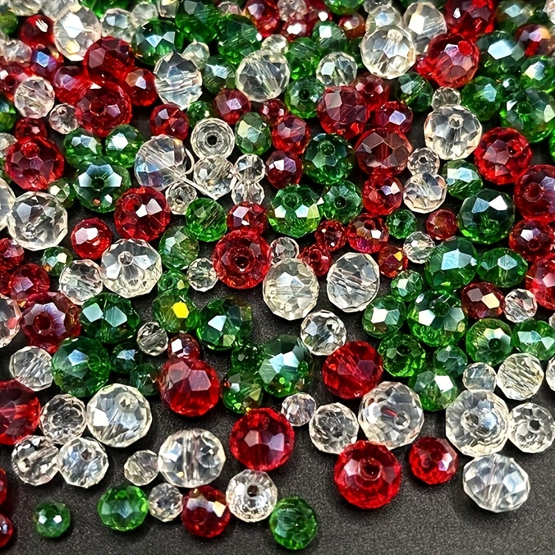 680 kosov božičnih steklenih z razmikalniki 4/6/8 mm v beli, zeleni, rdeči za izdelavo nakita DIY, primerne za ogrlice, , zapestnice, obeske z