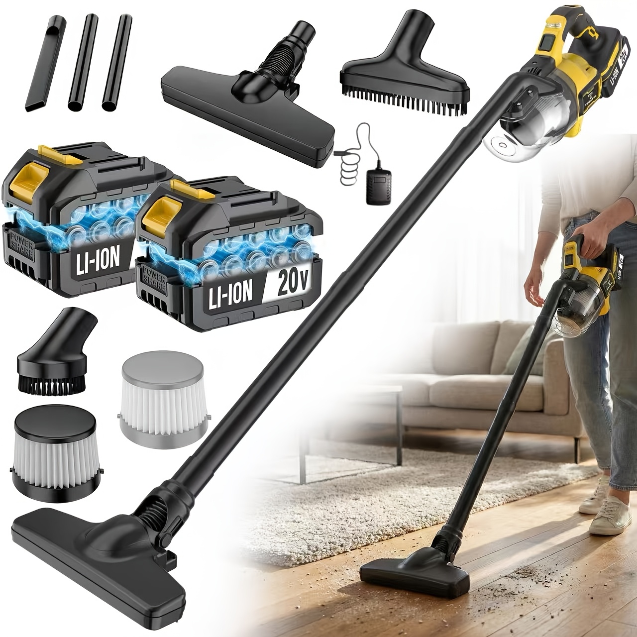 TEMU Portable 20v Cordless Handheld Vacuum Cleaner With Operation & Voltage Suitable For Home, Car, Floor, Sofa Cleaning - Multi- Stick Vacuum With