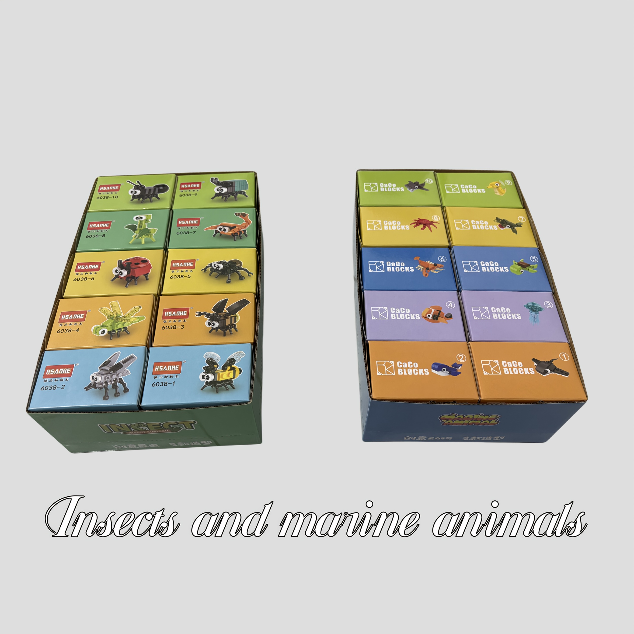 Image of 20pcs/set Insects And Marine Animal Building Blocks, Including , , , Bees, Turtles, Lobsters, Crabs, And Small Animal Shapes, Which Are Beautiful Gifts For