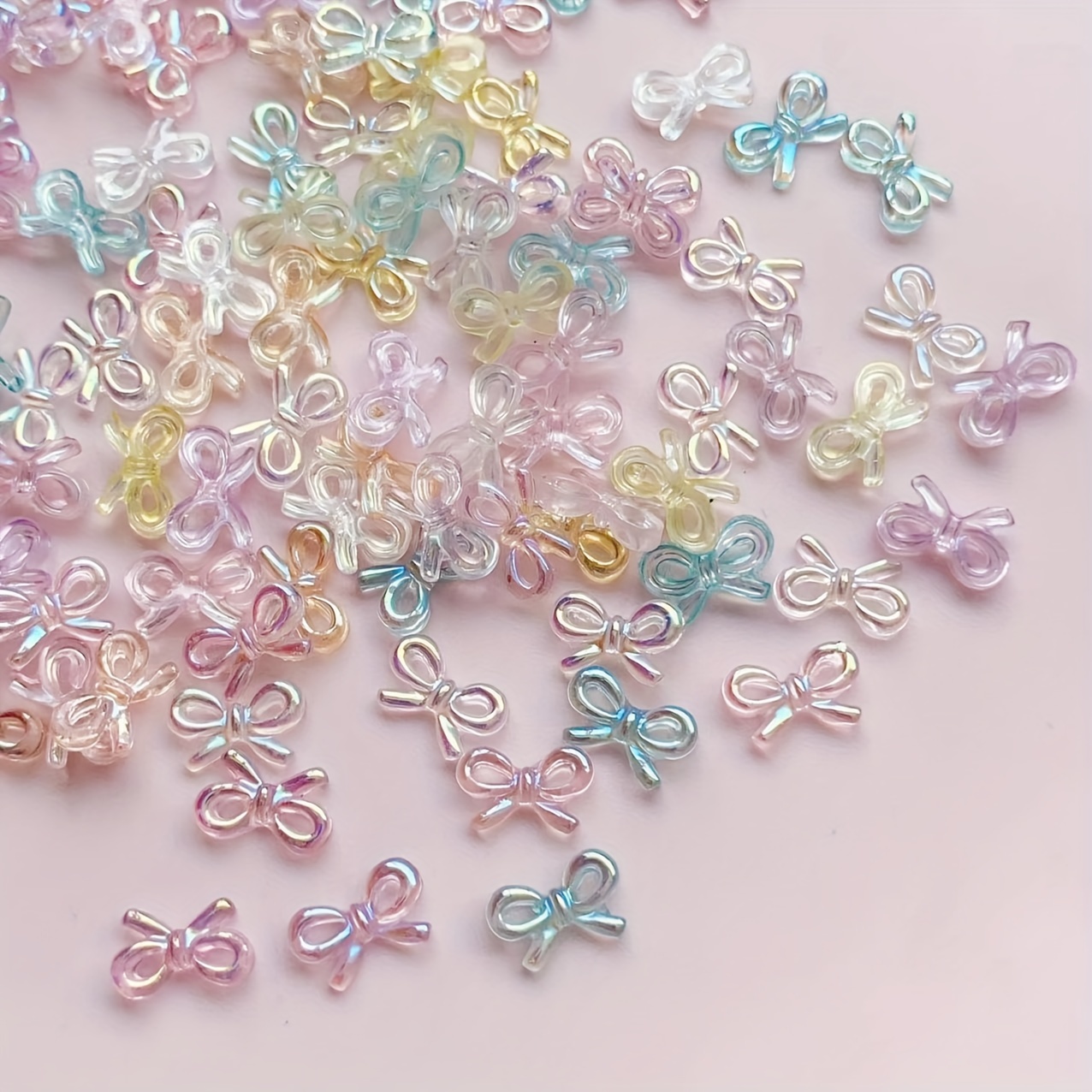 TEMU 50pcs Aurora Bowknot Nail Charms, Hollow Out Nail Art Accessories, Nail Art Supplies For Women And Girls, Nail Art Jewelry