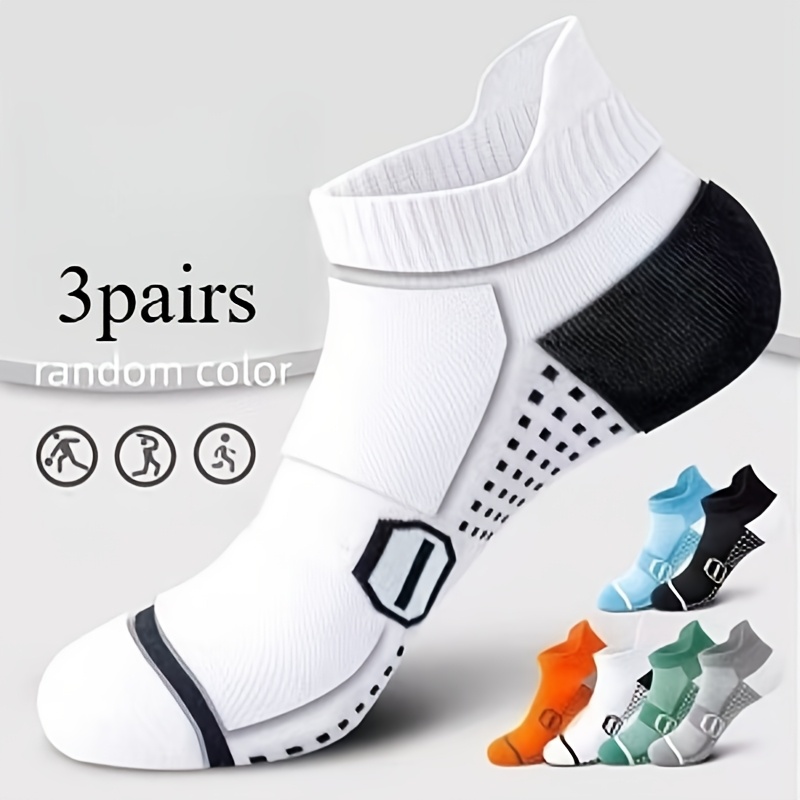 TEMU 6pcs/3 Pairs Unisex Moisture-wicking Athletic Socks, Anti-odor Short Socks, Random Colors, Elastic Ribbed Tops, Arch Support, Breathable Design,