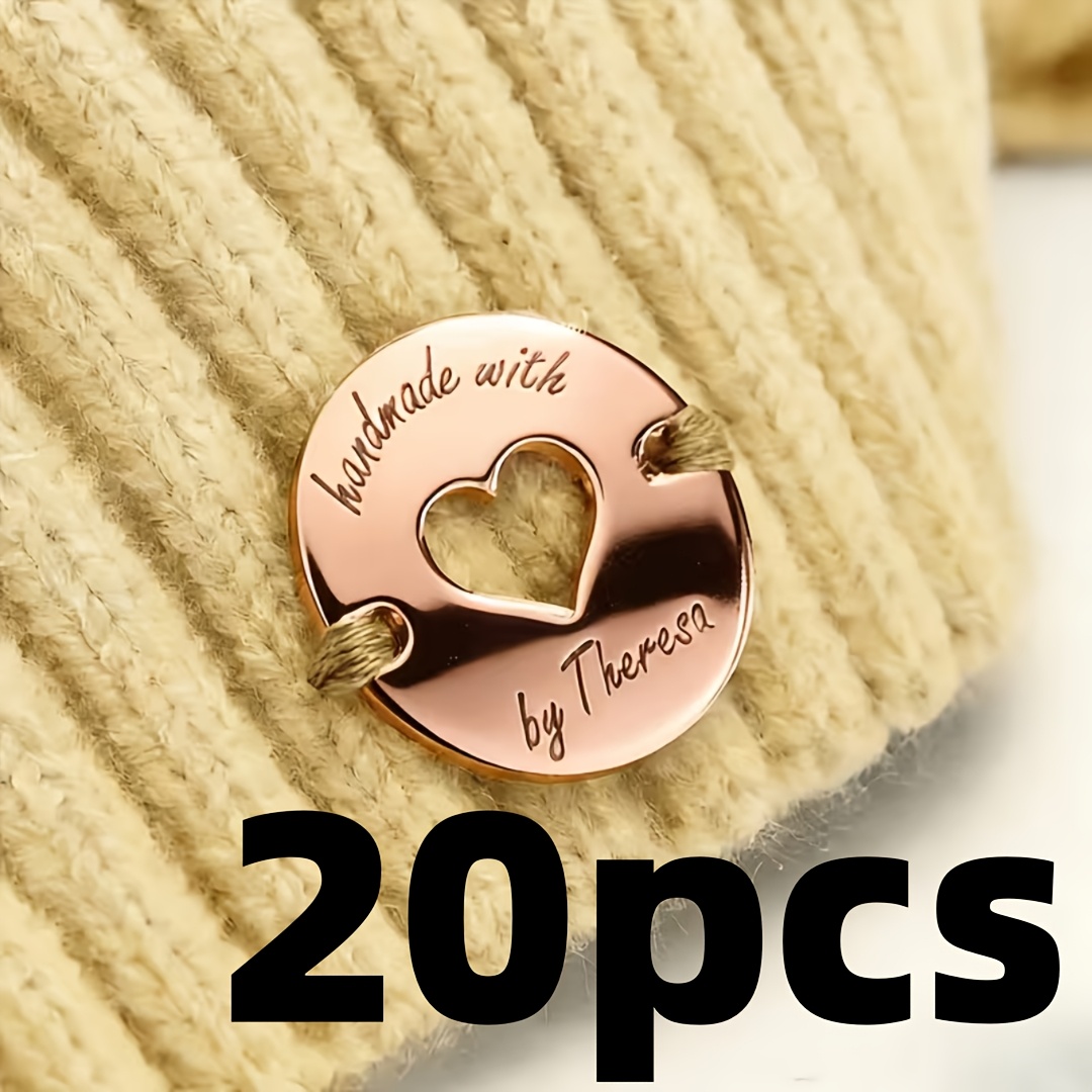 TEMU Custom Engraved Buttons, Personalized Mirror Acrylic Labels, For Knitting, Artisan Product Labels, Name Labels, Labels, Handcrafted