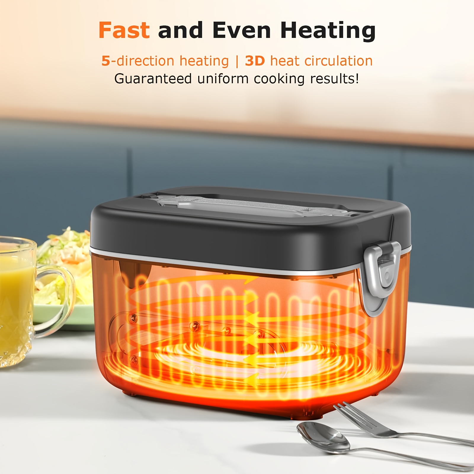 1 2l cordless lunch box 12000mah built in heater with 5 heating elements auto   stainless food warmer for office truck outdoor portable heating for   suitable for office camping rv picnic Product details 8