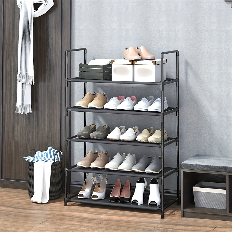 

10 Layer Shoe Rack For Cloest, High Shoe Storage Box For Entrance Bedroom , Large Capacity Shoe Storage Cabinet, Narrow Metal Shoe Rack With Hooks (black)