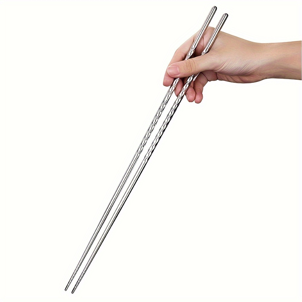 TEMU 1 Pair 15.2in/38cm Extra Long Stainless Steel Chopsticks, Durable Cooking Utensils, Kitchenware, For Frying, Hot Pot, Restaurant And Kitchen Use