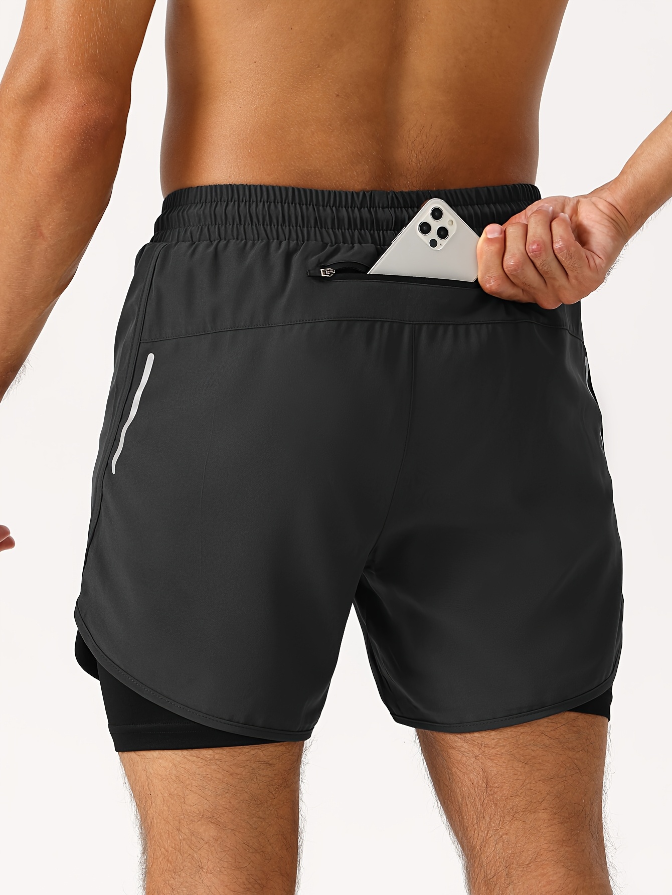 Men'S Shaping Sports Shorts with a Zip Pocket at The Back Waist