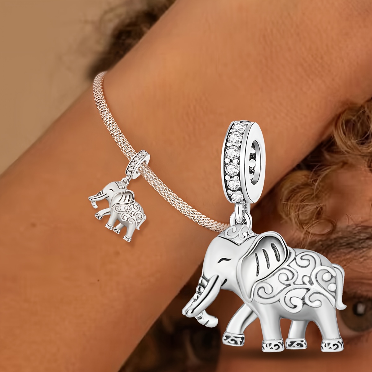 Texture Elephant DIY Pendant Bead for Women's Jewelry