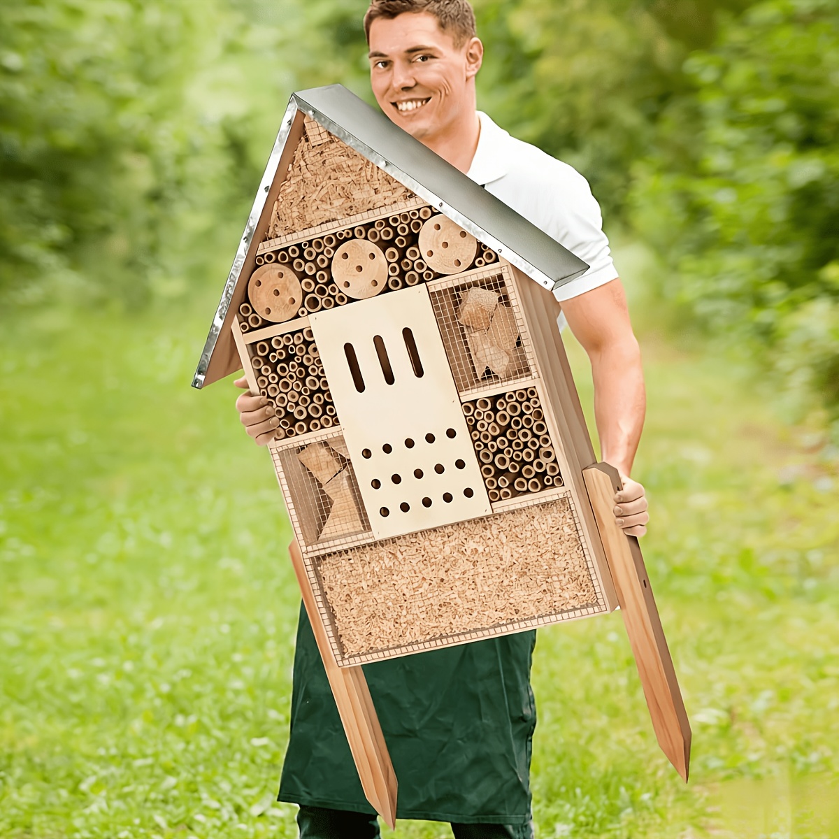 Insektenhotel aus Holz  Mehrere Gren verfgbar, Insektenheim aus  Naturholz mit Bambus-Nest-Lebensraum  Insektenhaus aus Holz mit groem  Fassungsvermgen fr Bienen, Schmetterlinge Marienkfer, ...