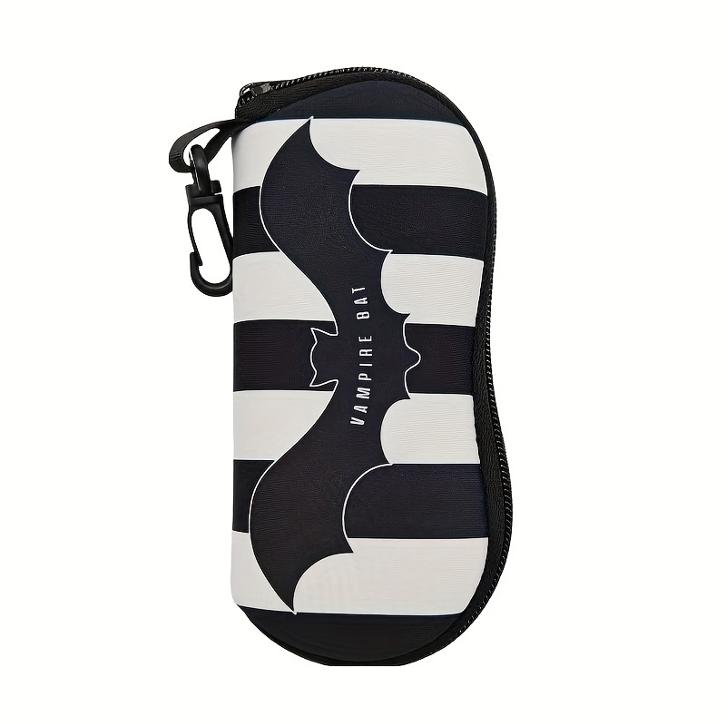 Image of 1pc Halloween Bat Print Pattern Glasses Case, Portable Soft Neoprene Zippered Glasses Pouch, Portable Protective Glasses Case Holder, Fits Types And Sizes Of Glasses, Convenient For And, Unisex