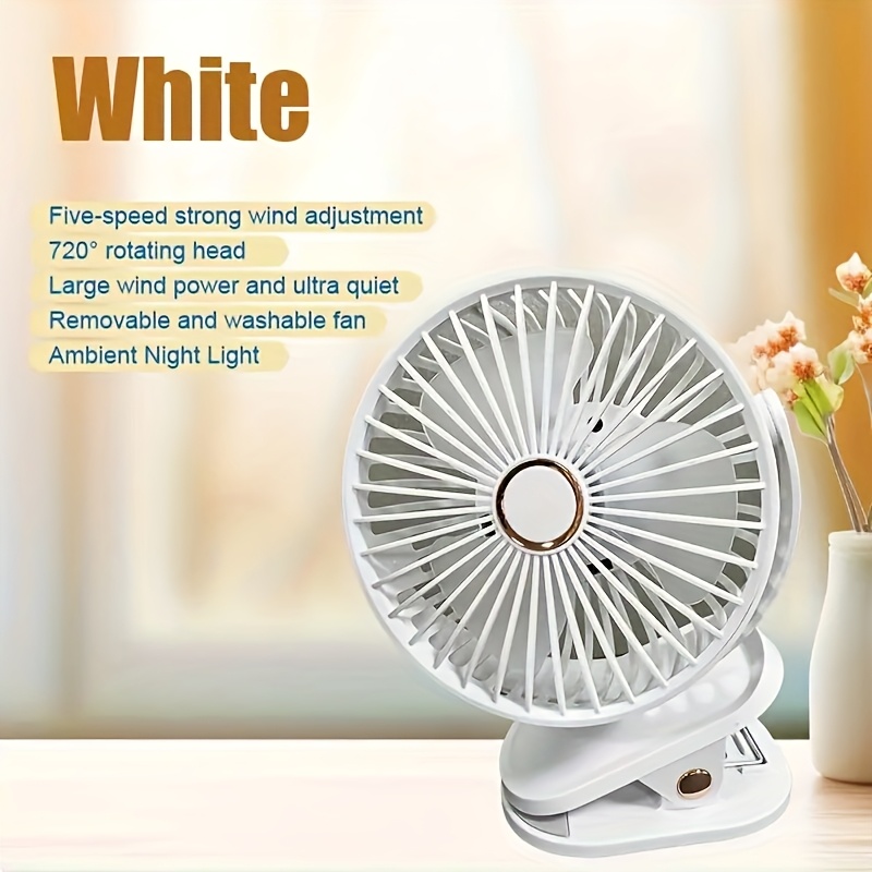 Image of 2025 Usb Rechargeable Mini Fan, Led Fashion Night Light, 5-speed Adjustable, 6-inch, Long And , 2 Colors , Keeping And Comfortable, Essential For Rv Camping, Picnics, Outdoor Sports Running