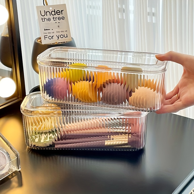 1  plastic makeup organizer case with lid countertop cosmetic storage box for brushes beauty sponges puff dust proof lightweight no electricity needed   under 3 2 cubic feet 27 inches tall holds 30 lbs Product details 0