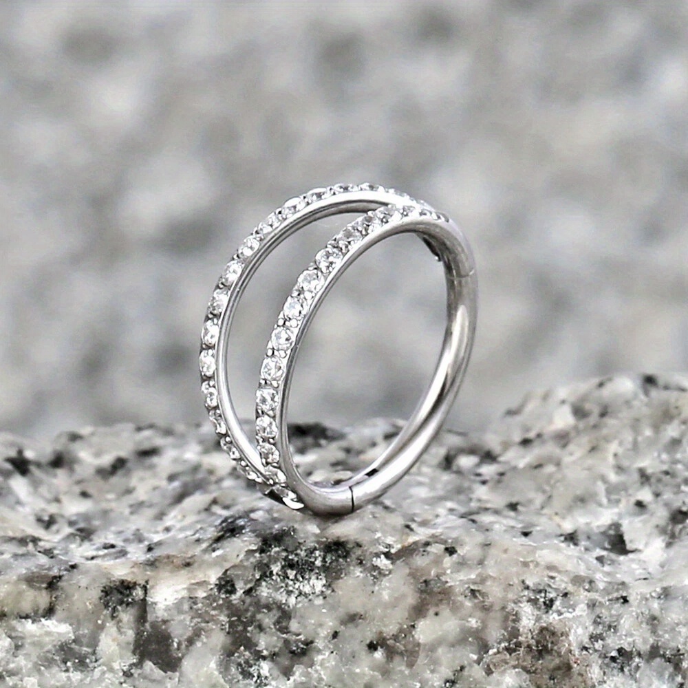 TEMU 1pc Stainless Steel Nose Ring - Cartilage & Septum Piercing, Minimalist Nose Stud For Daily Wear & Parties, & Hygienic Body Piercing Accessory,