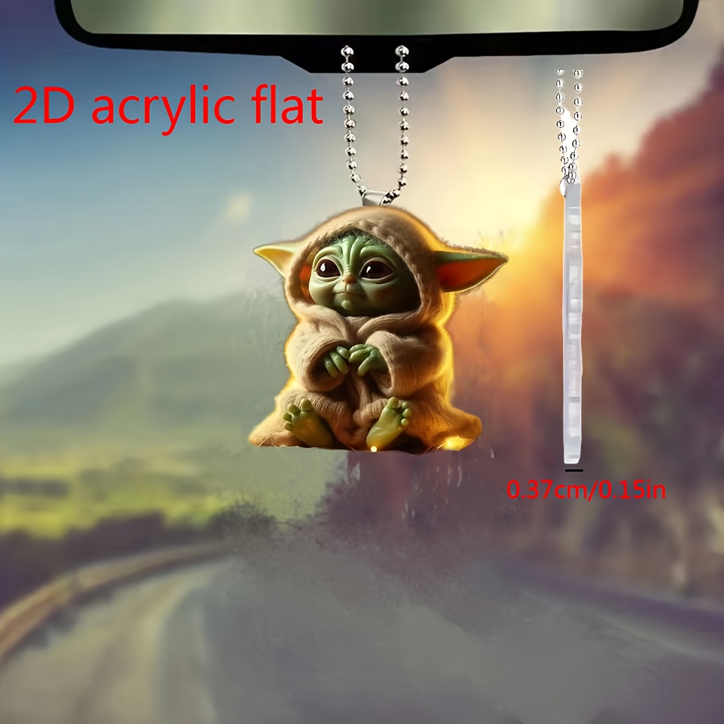 

1pc Cute Cartoon Green Monster Acrylic Pendant - Versatile 2d Charm For Car Rearview Mirror, Home Decor, Bags & Keychains