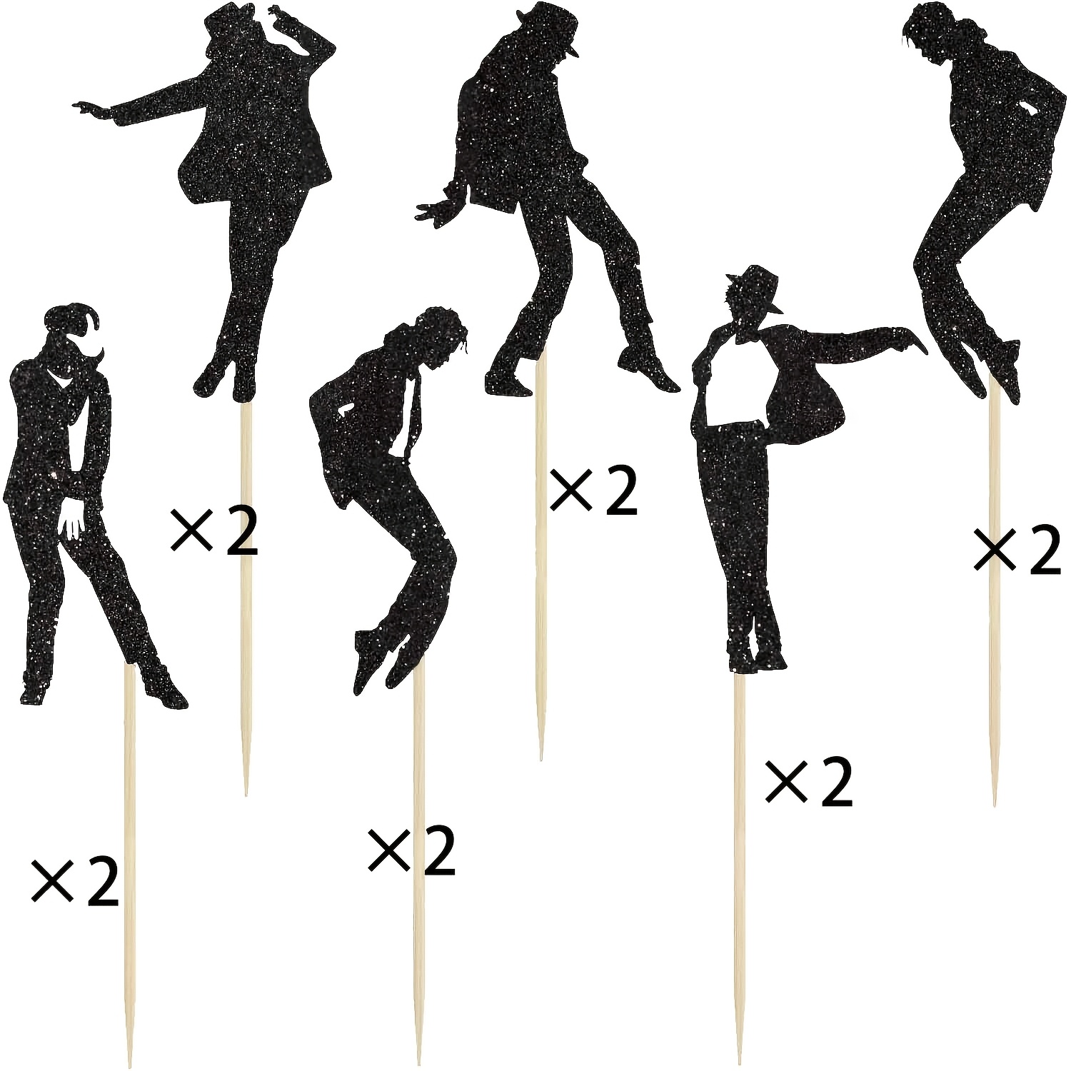 12pcs Dance King Cupcake Toppers Glitter Powder Jazz Dancer Happy Birthday Cupcake Plaque Dance Theme Birthday Cupcake Decoration Anniversary Party Cake Decoration