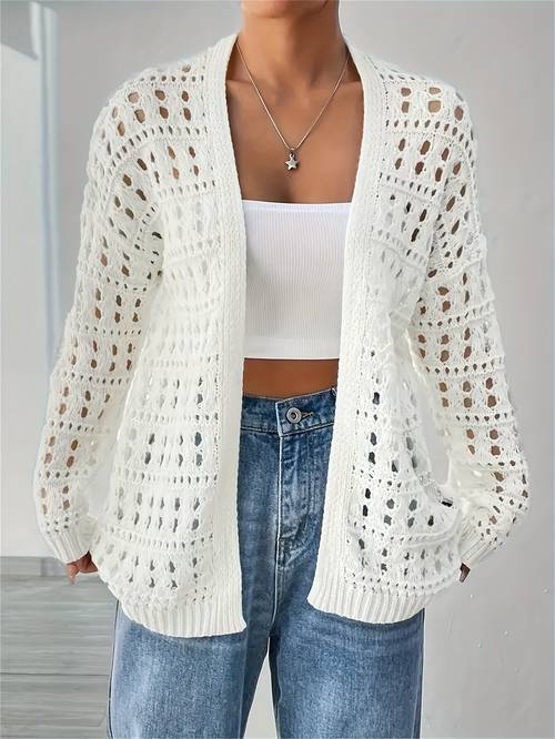 plus size plus size hot extension hollow out coat new loose long sleeve solid color jacket