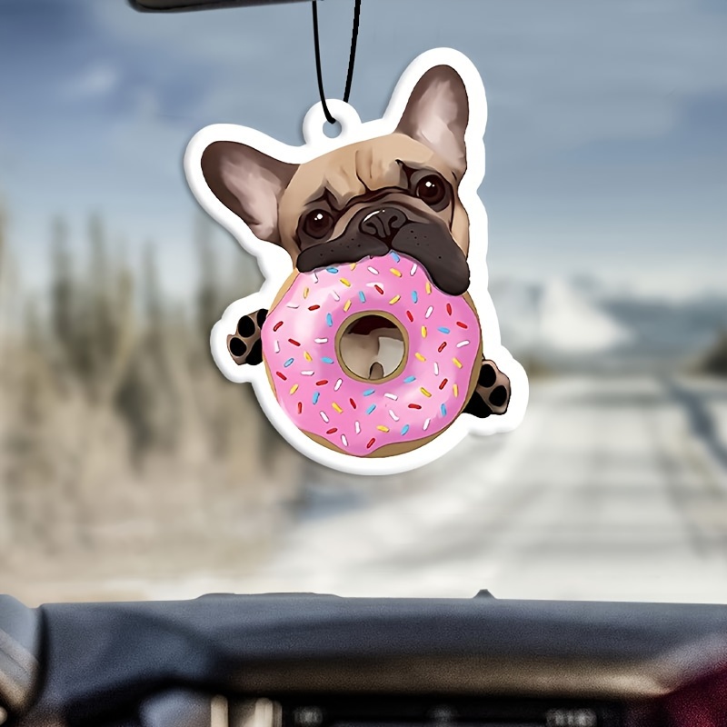Dog And Donut Car Air Freshener - Car Rearview Mirror Hanging Fragrance Car Aromatherapy Tablet - Car Interior Decoration - Gifts For Friend/wife