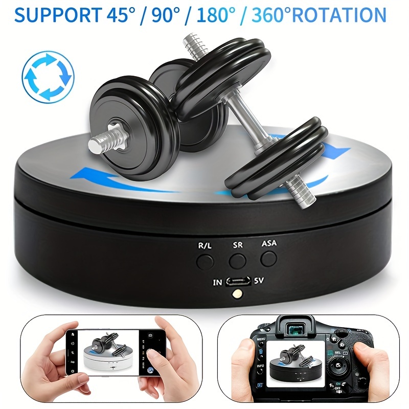 

5.4inch 360 Degree Rotating Display Black Stand, 360 Degree Motorized Turntable Display Stand For Photography Products And Shows
